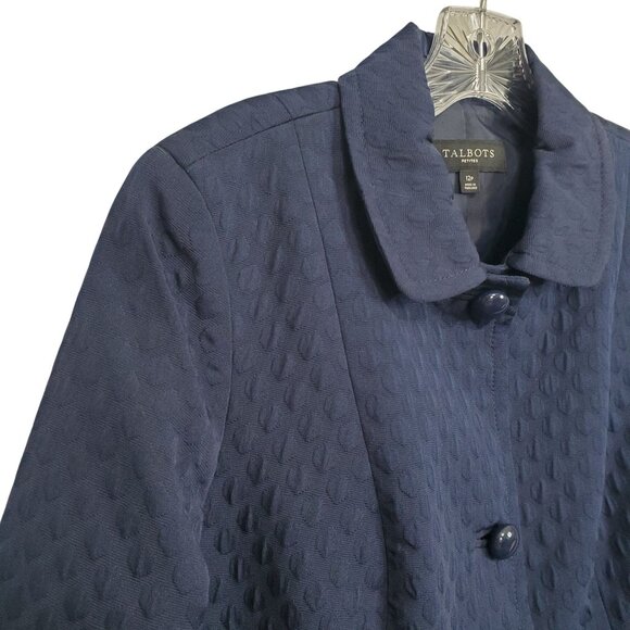Talbots 12 Petite 12P Jacket Coat Chunky Button Textured Preppy Peter Pan - Picture 6 of 10